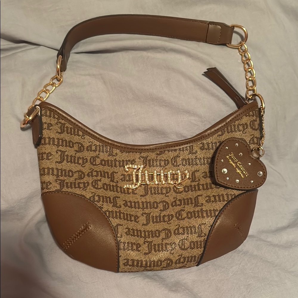 Juicy Couture Brown Shoulder Bag with Heart Charm